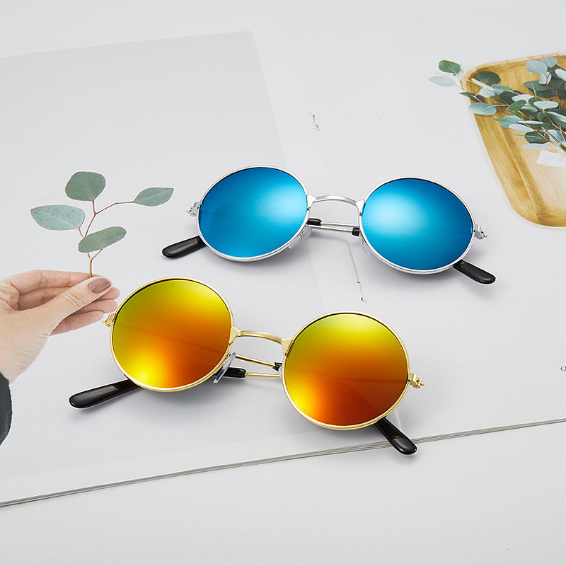 Kids' Colorful Round Reflective Sunglasses with UV Protection