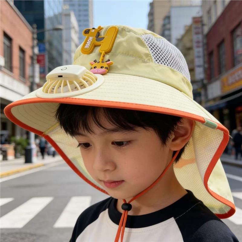 Kids' Wide Brim Sun Hat with Neck Flap and Breathable Design