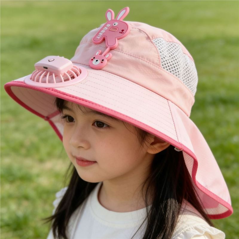 Kids' Wide Brim Sun Hat with Neck Flap and Breathable Design