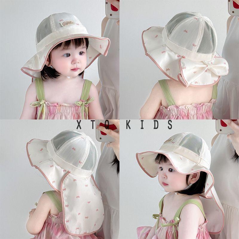 Baby Girls' Sun Hat with Wide Brim and Neck Flap Protection