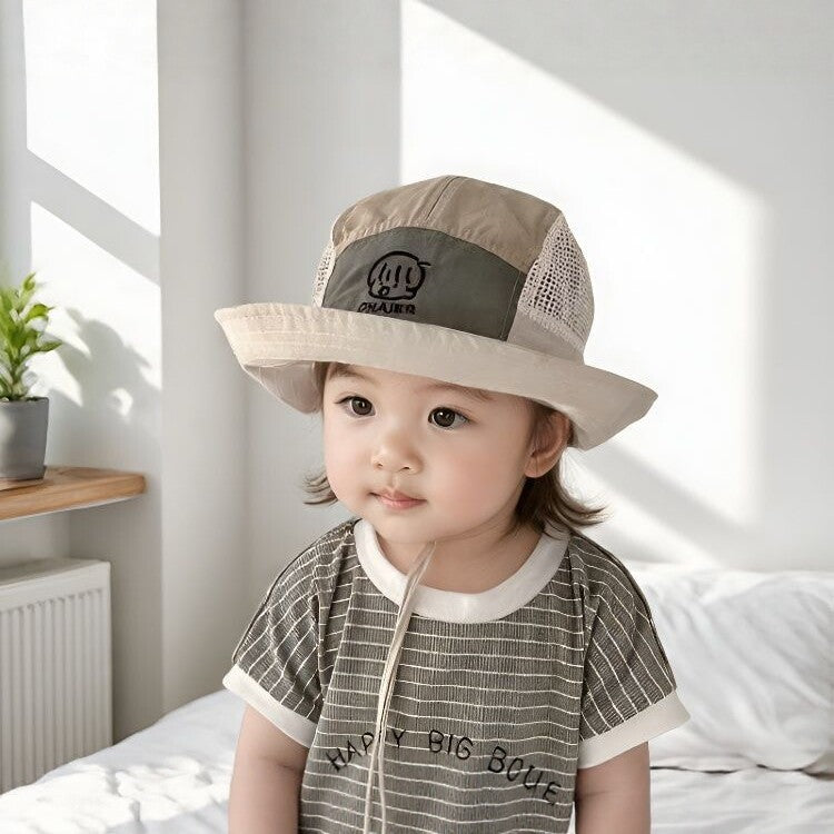 Kids' Color Block Fisherman Sun Hat with Wide Brim Protection