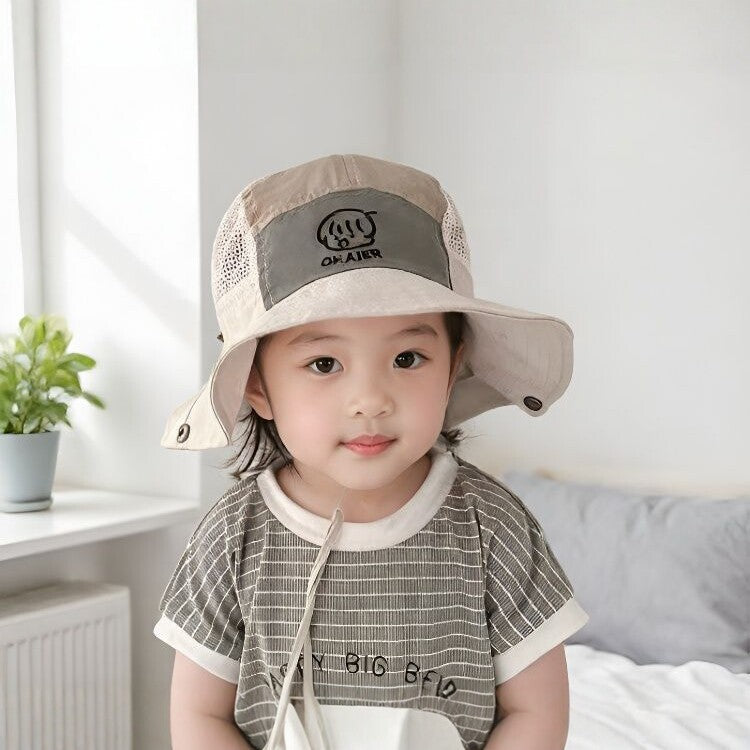 Kids' Color Block Fisherman Sun Hat with Wide Brim Protection