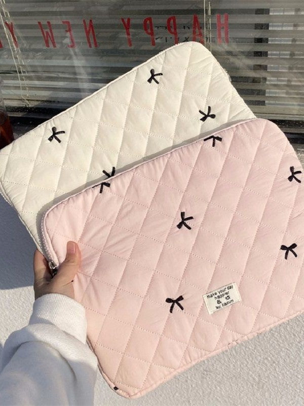 Korean Style Shockproof Laptop Sleeve with Bow 11–15 Inch