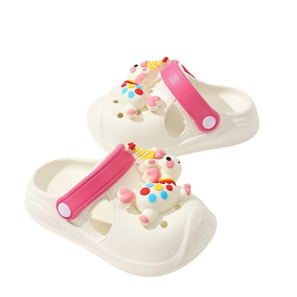 Girls' Cartoon Pony Clogs Soft Sole Non-Slip Beach Shoes