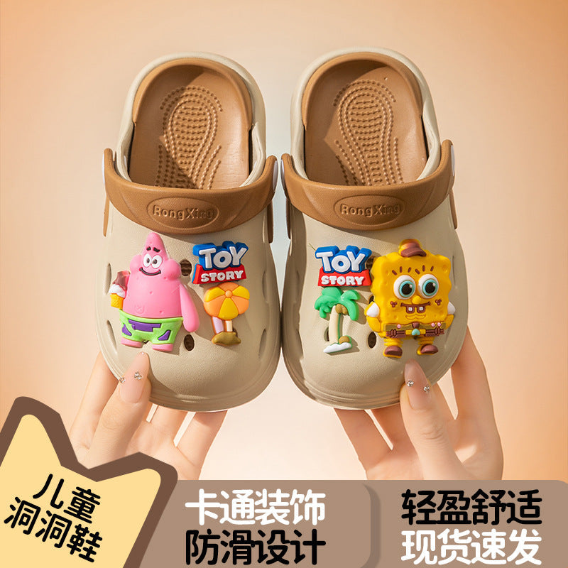 Kids' Cartoon Sponge Clogs Non-Slip Parent Child Slippers