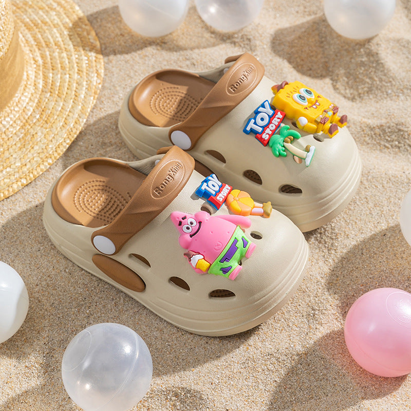 Kids' Cartoon Sponge Clogs Non-Slip Parent Child Slippers