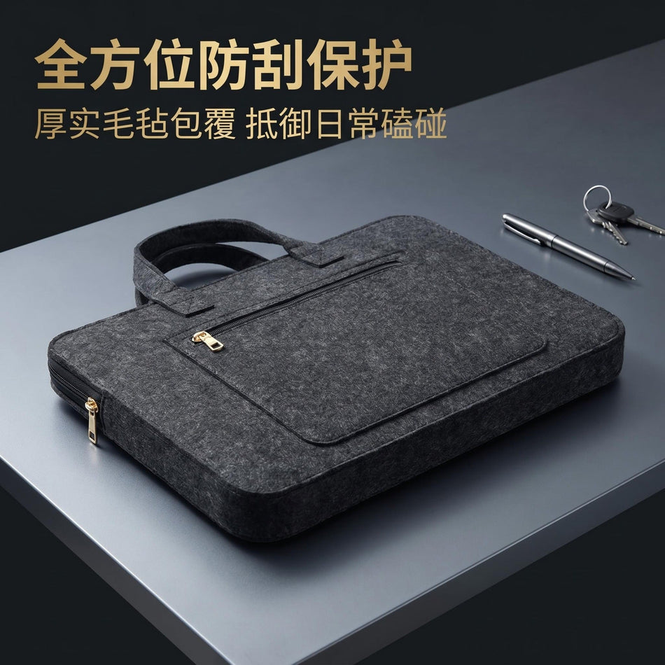 Felt Laptop Bag Business Briefcase Document Storage Handbag
