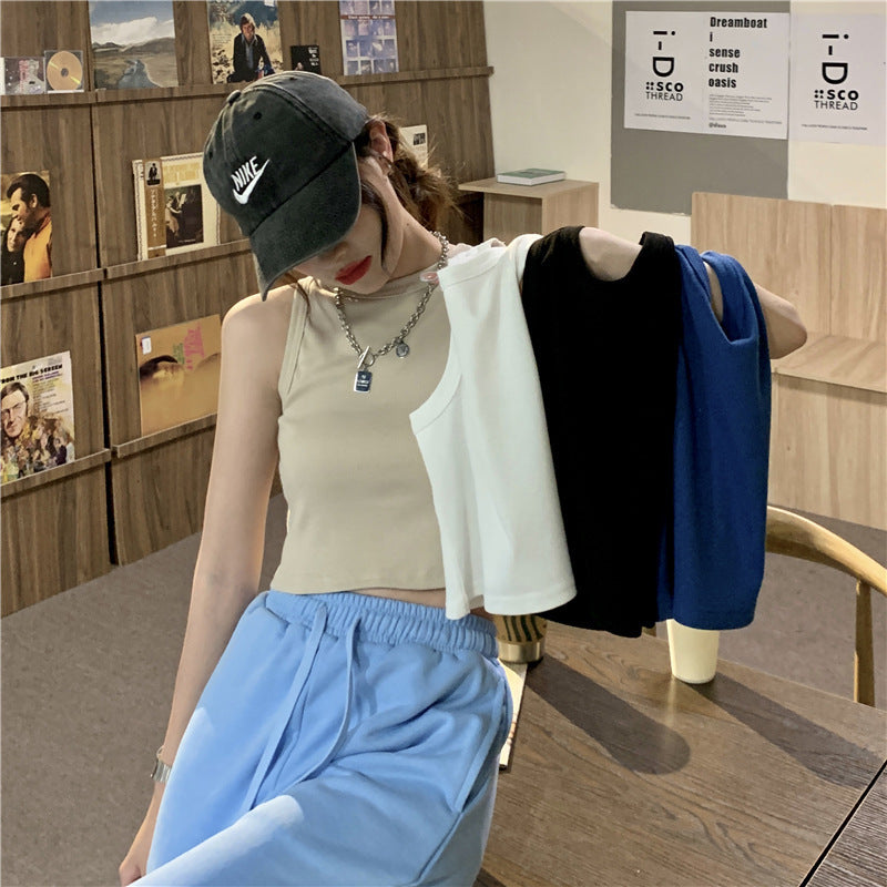 Women's Crew Neck Cropped Sleeveless Tank Top