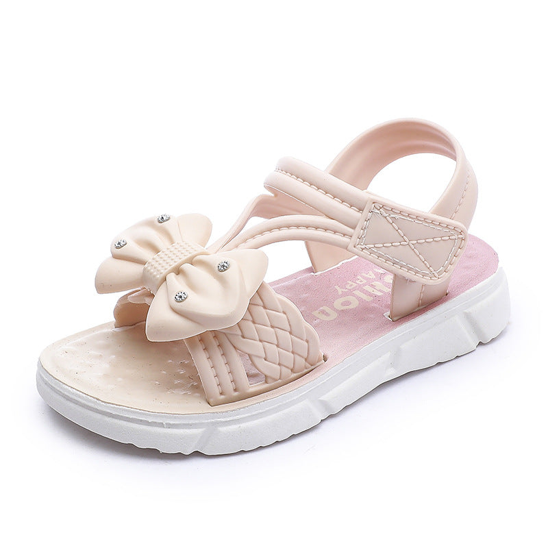 Girls Bow-Knot Open-Toe Velcro Princess Sandals