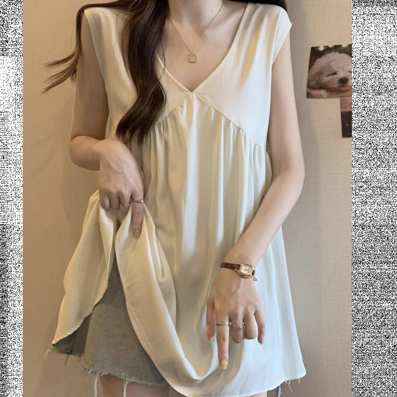 Women's V-Neck Sleeveless Relaxed Fit Casual Tank Top