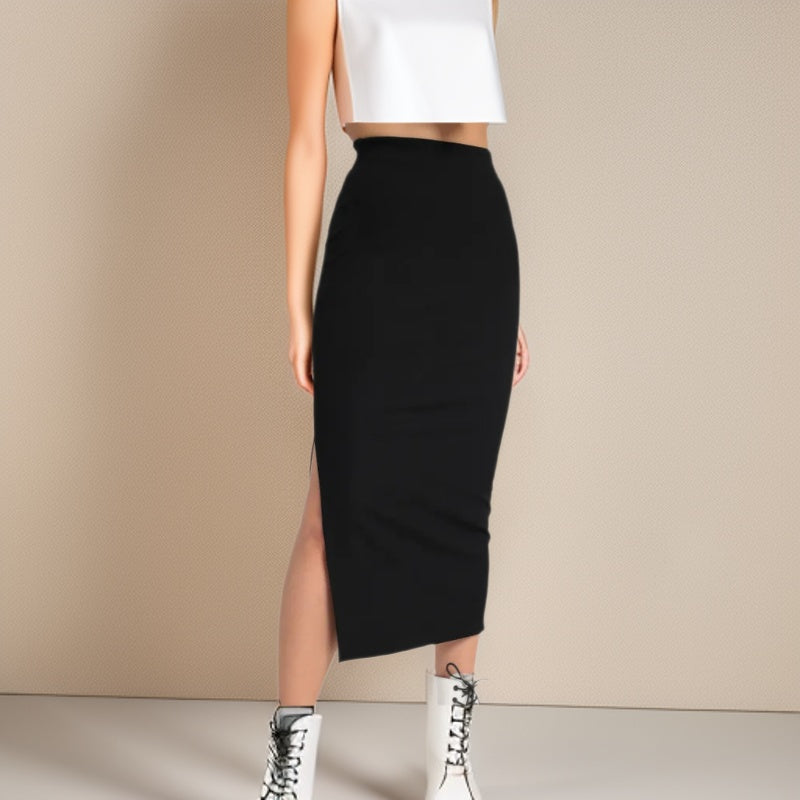 Women's High Waist Stretch Pencil Midi Skirt