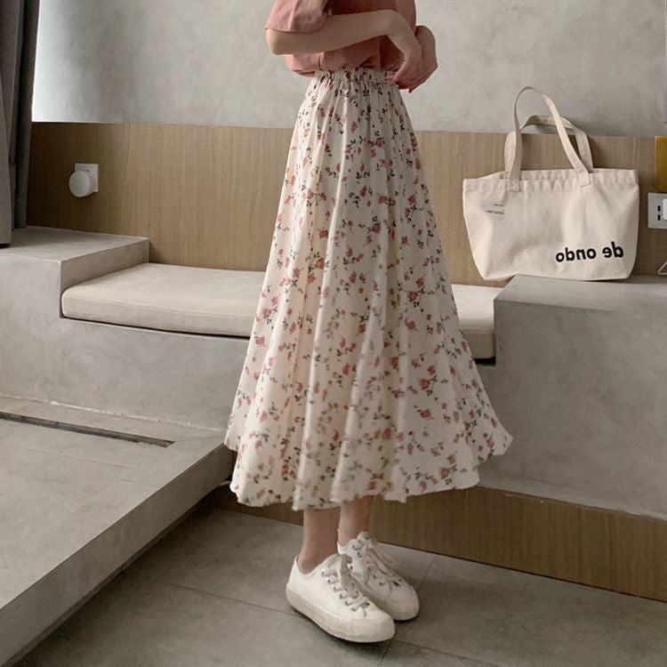 Women's Floral A-Line Midi Skirt Elegant Summer Style