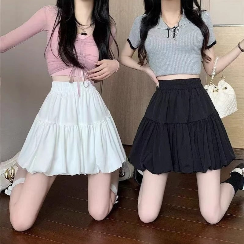 Women's High Waist A-Line Ruffled Short Cake Skirt