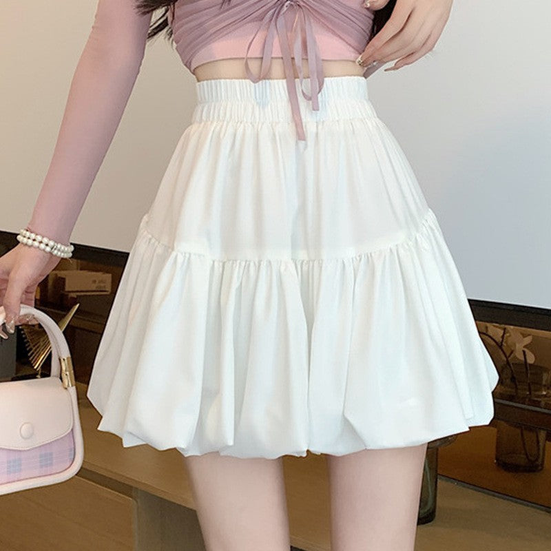 Women's High Waist A-Line Ruffled Short Cake Skirt