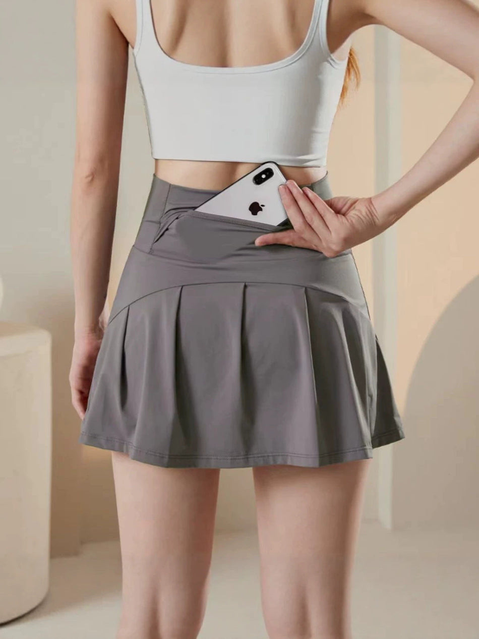 Women's High Waist Tennis Skort Anti Exposure Sports Skirt