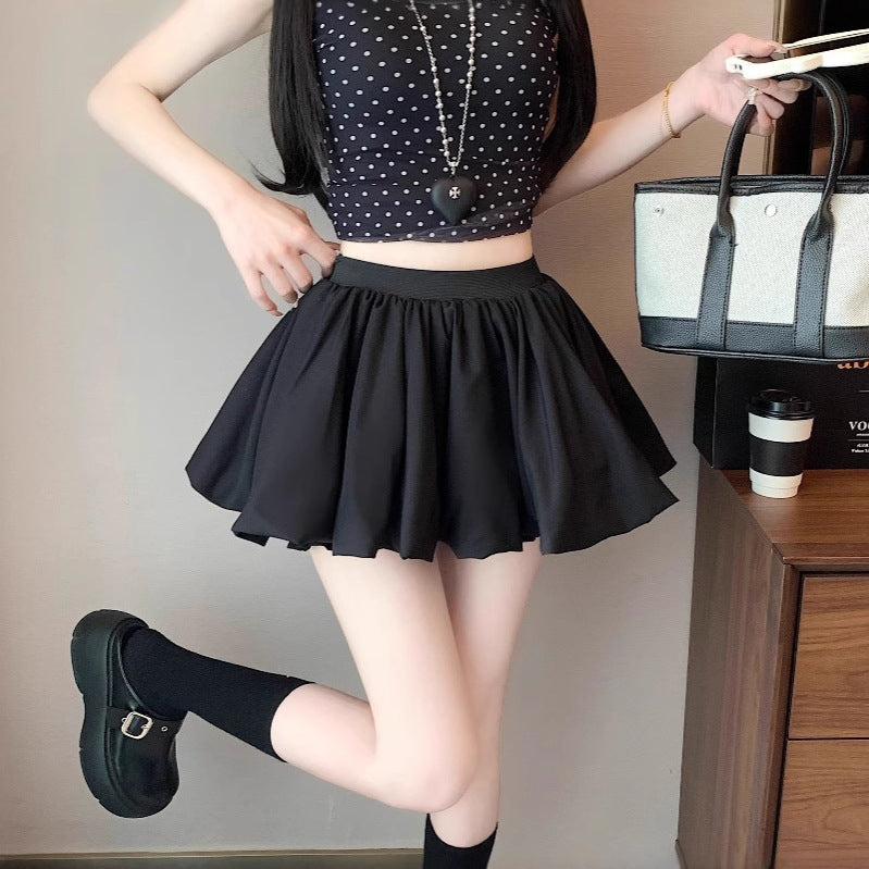 Ballet Style High Waist Pleated Puff Skirt