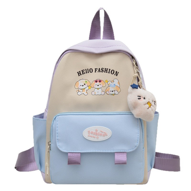 Kids Cartoon Color Block Kindergarten Travel Backpack