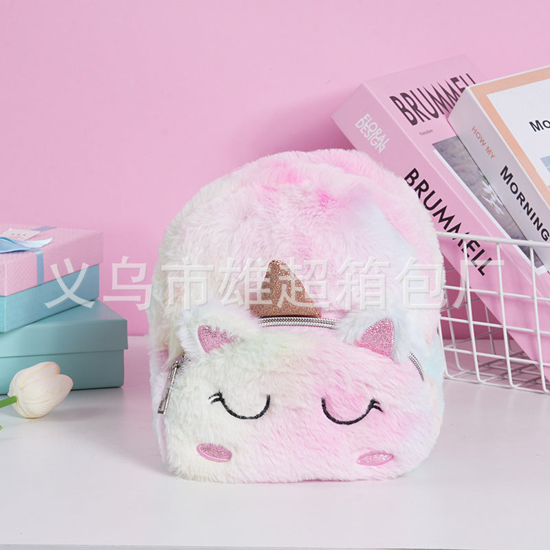 Kids Unicorn Plush Embroidered School Backpack