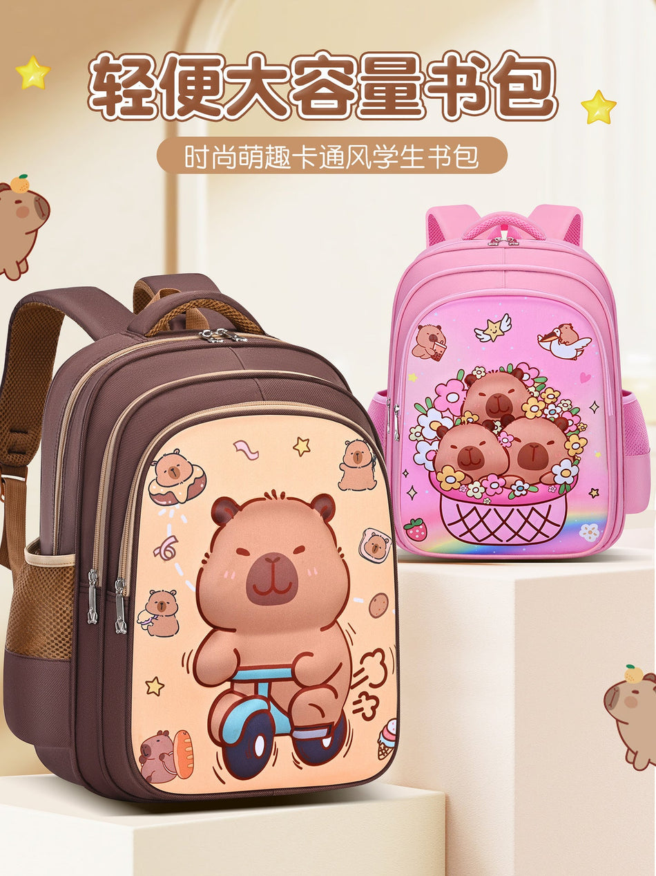 Kids Cartoon Kapibara Lightweight School Backpack