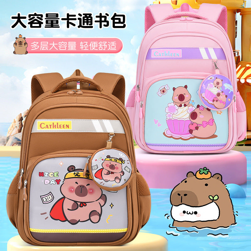 Kids Capybara Waterproof Lightweight School Backpack