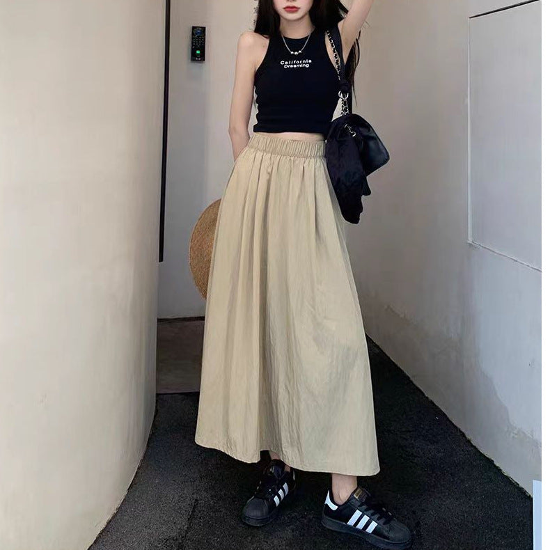 High Waist Copper Ammonia A-Line Midi Skirt