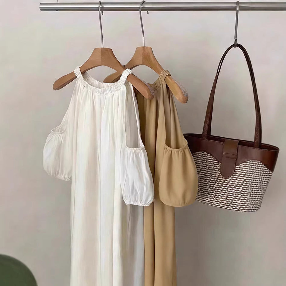 Off Shoulder A-Line Midi Dress for Women