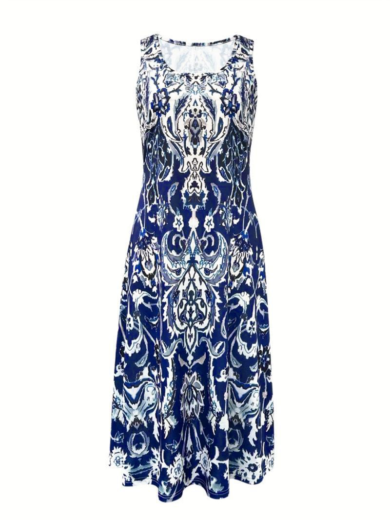 Printed Milk Silk A-Line Vacation Maxi Dress