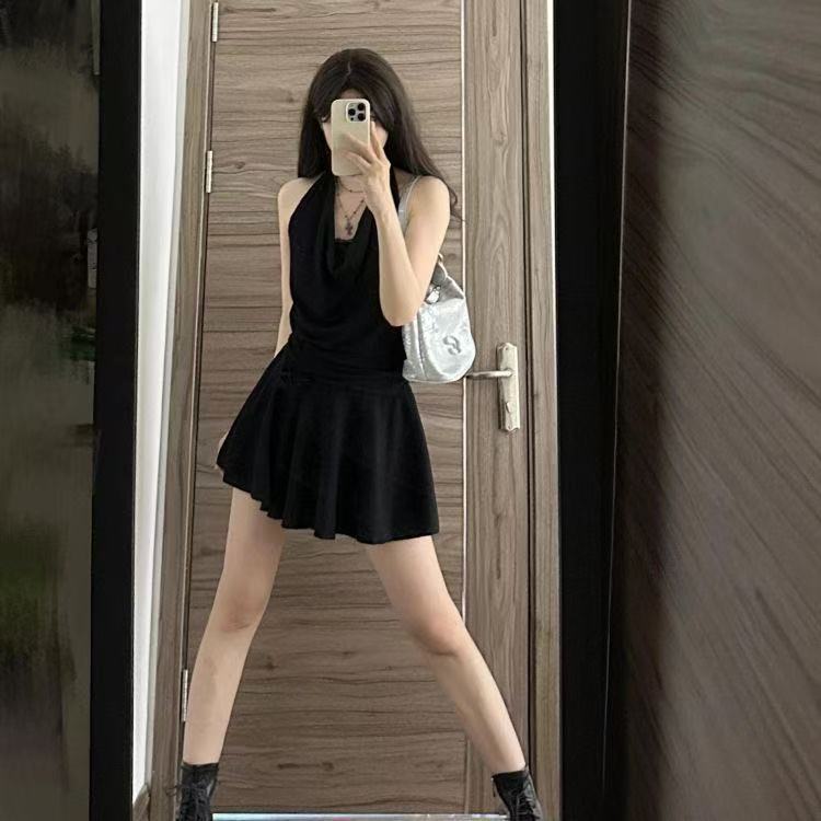 Halter Neck Lace A-Line Mini Dress for Women