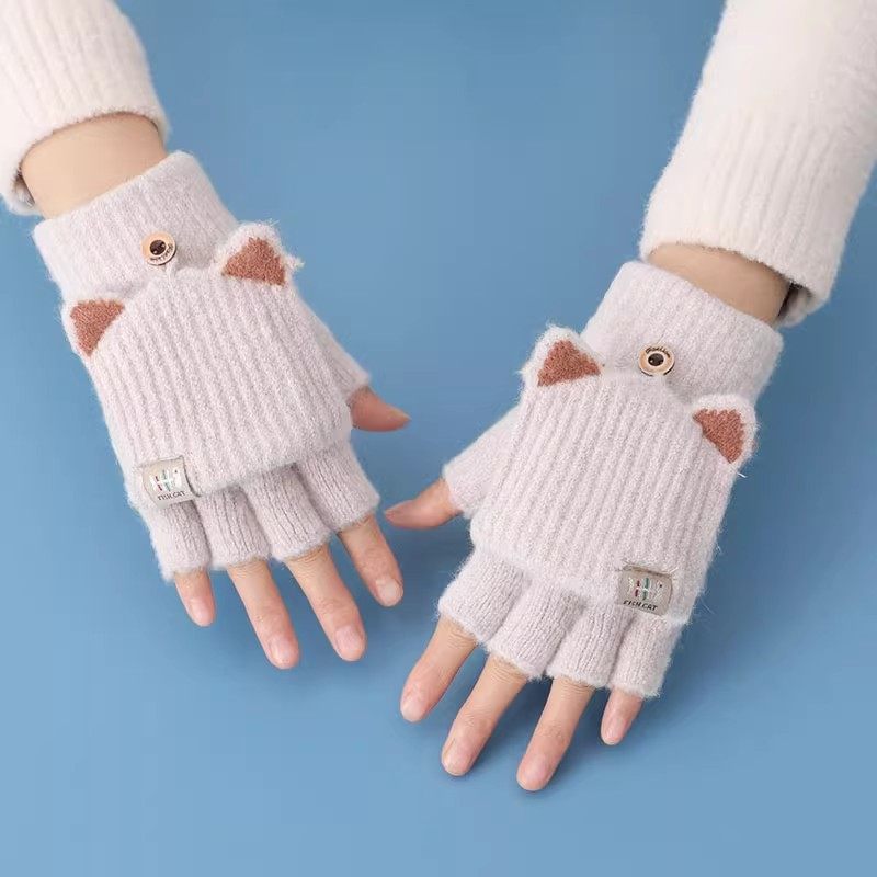 Kids Flip-Top Knitted Winter Writing Gloves