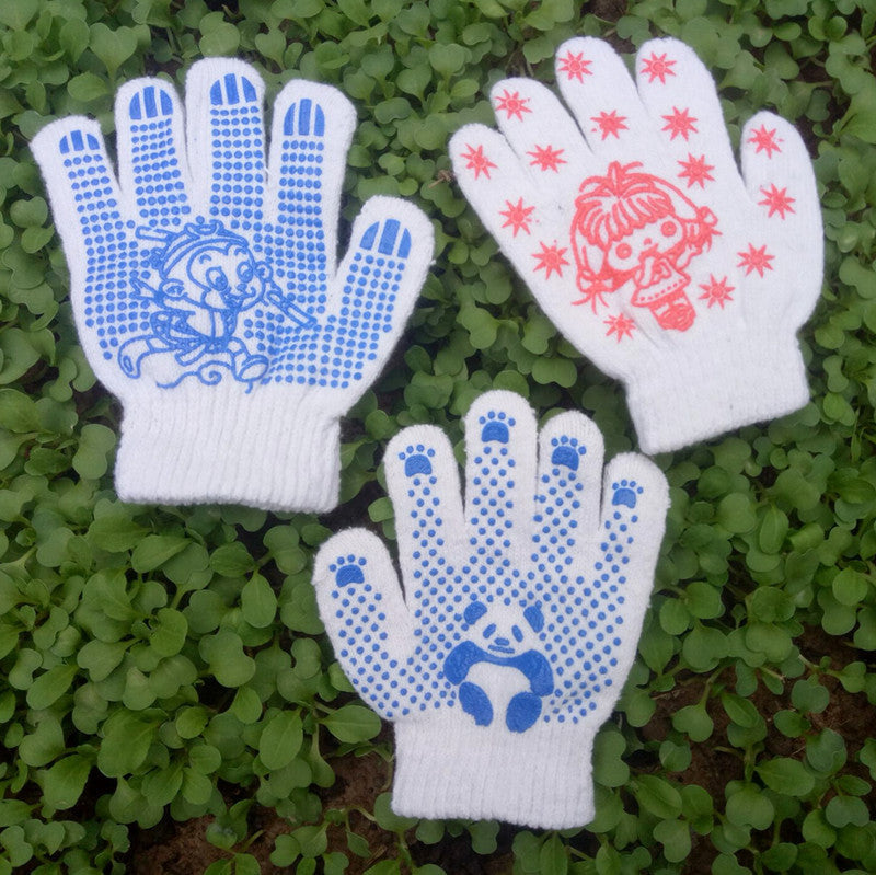Kids Cartoon Panda Five-Finger Protective Gloves