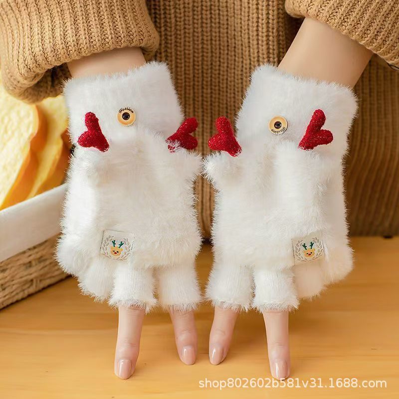 Kids Deer Antler Flip-Top Fleece Winter Gloves