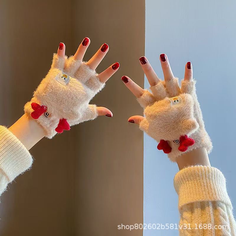 Kids Deer Antler Flip-Top Fleece Winter Gloves