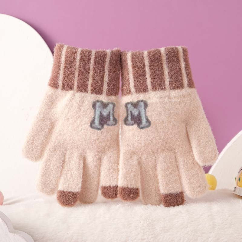 Kids Knitted Plush Winter Cycling Gloves