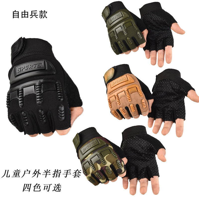 Kids Tactical Half-Finger Outdoor Sports Gloves