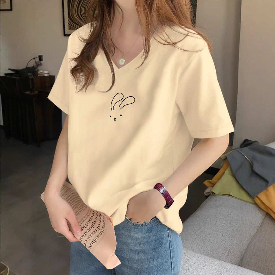 Women's Cotton Graphic Crew Neck Short Sleeve T-Shirt