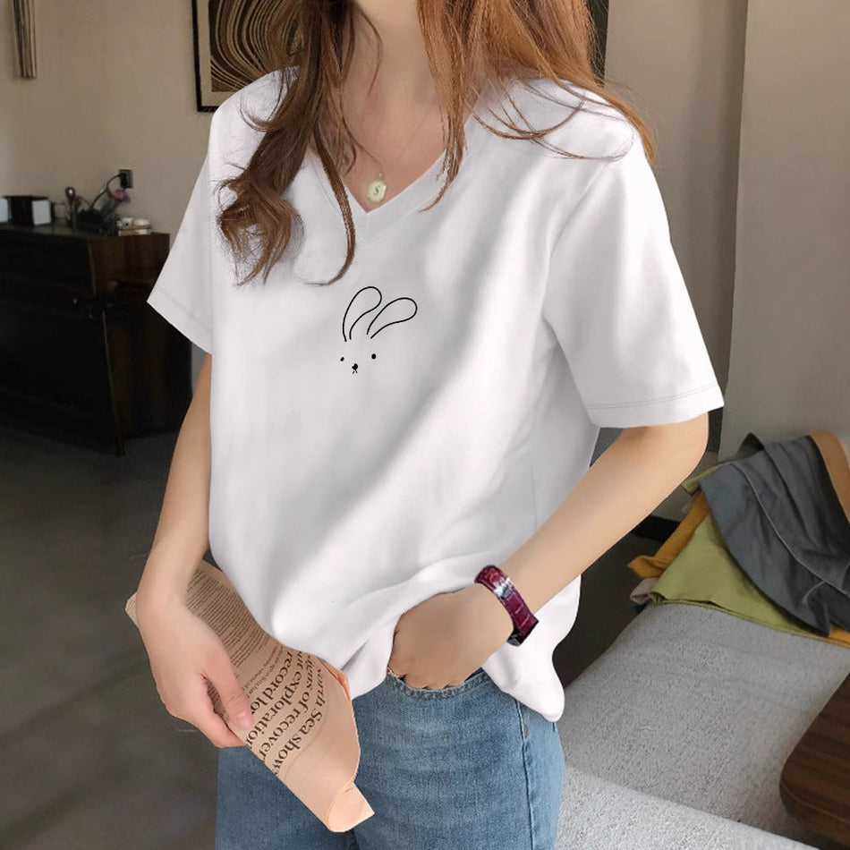 Women's Cotton Graphic Crew Neck Short Sleeve T-Shirt