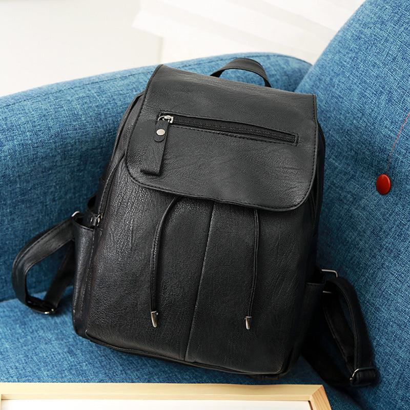 Women's Soft PU Leather Casual Backpack Large Capacity Travel Bag