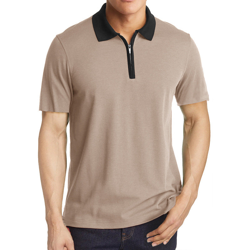 Men's Color Block Short Sleeve Polo Shirt with Classic Lapel