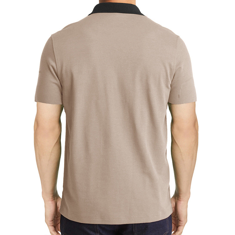 Men's Color Block Short Sleeve Polo Shirt with Classic Lapel