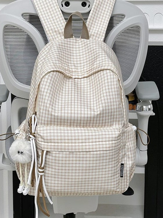 Large Capacity Plaid Backpack for School and Everyday Use