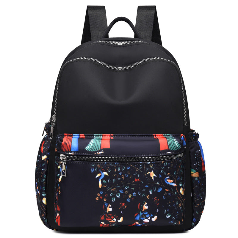 Women's Nylon Multi-Layer Ethnic Style Travel Backpack