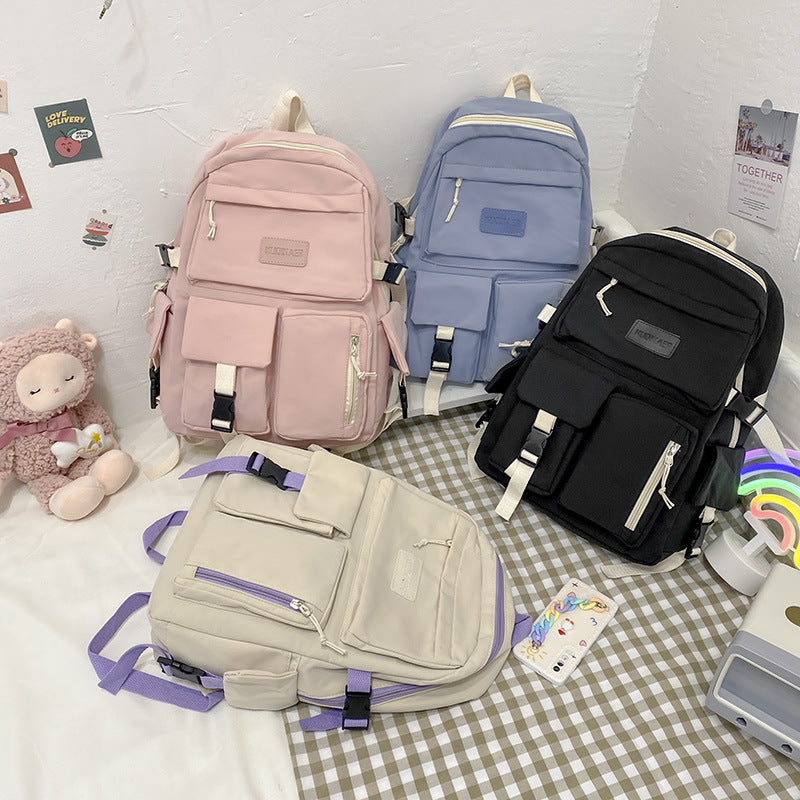 Korean Style Nylon Backpack for Women School and Everyday Use