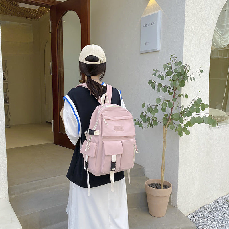 Korean Style Nylon Backpack for Women School and Everyday Use