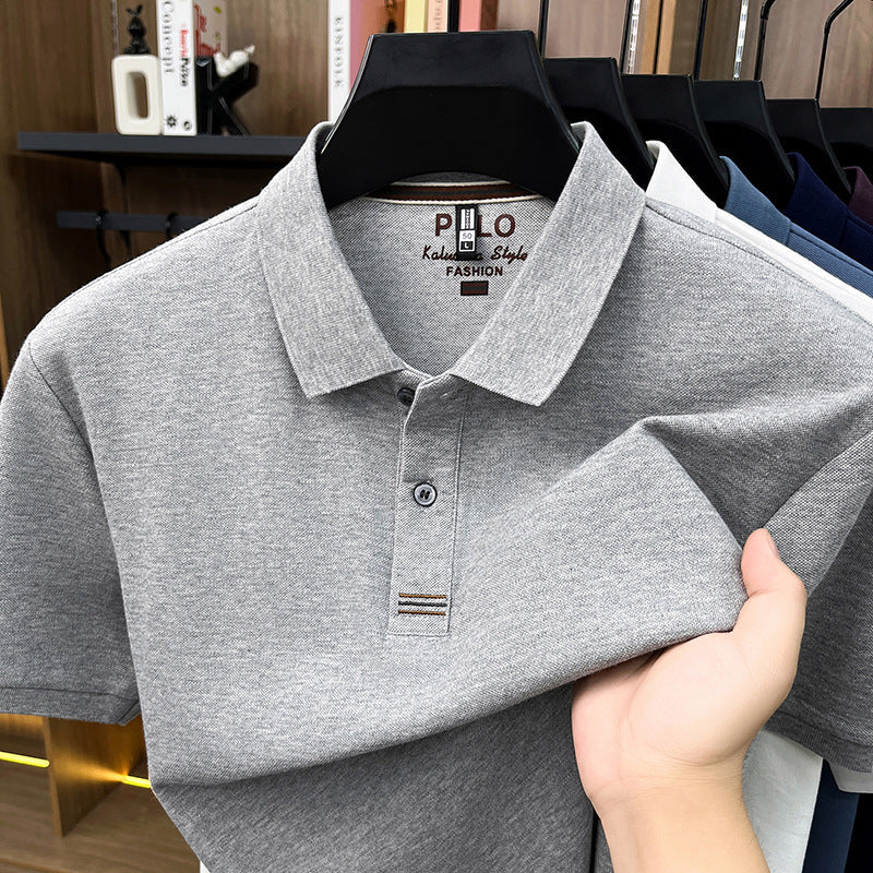 Men's Cotton Short Sleeve Polo Shirt for Business Casual Style