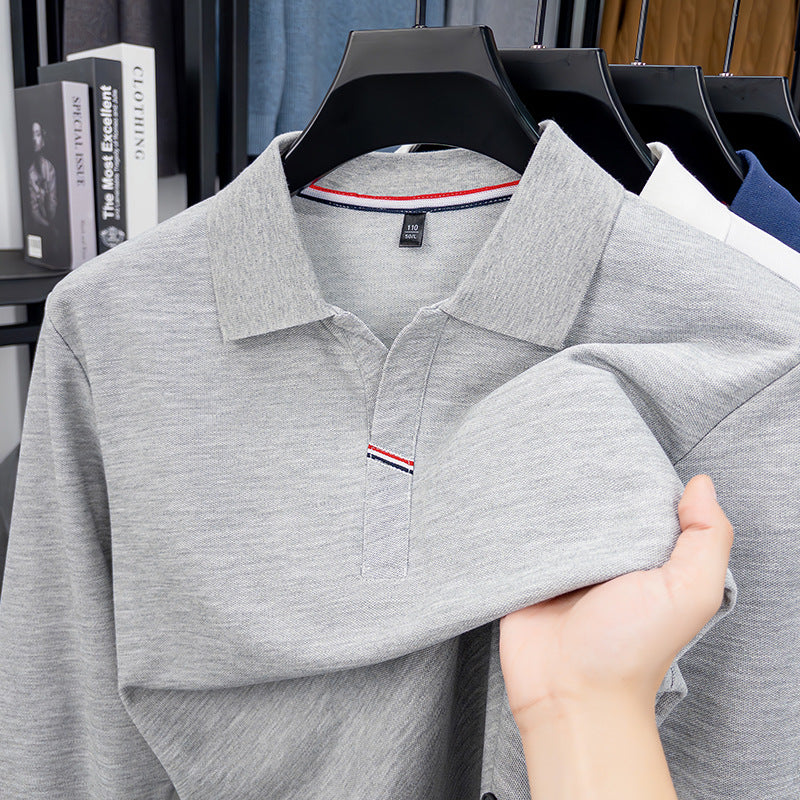 Men's Embroidered Long Sleeve Polo Shirt for Business Casual Wear