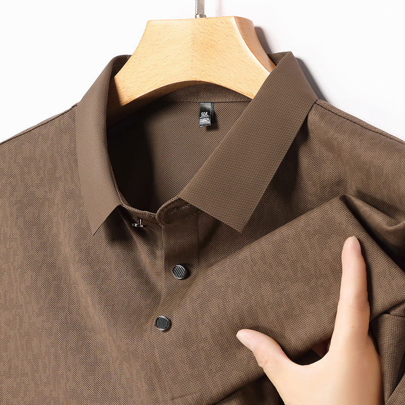 Men's Short Sleeve Lapel Polo Shirt for Business Casual Style