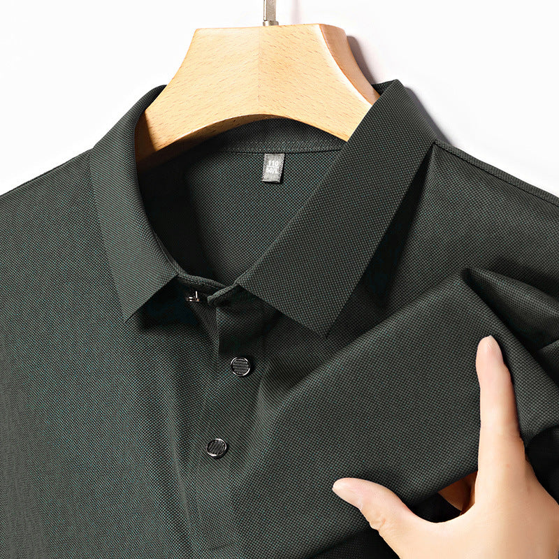 Men's Short Sleeve Lapel Polo Shirt for Business Casual Style