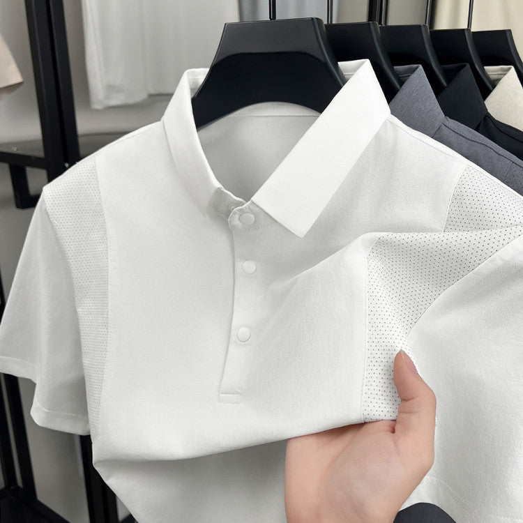 Men's Quick Dry Short Sleeve Spliced Polo Shirt for Sports