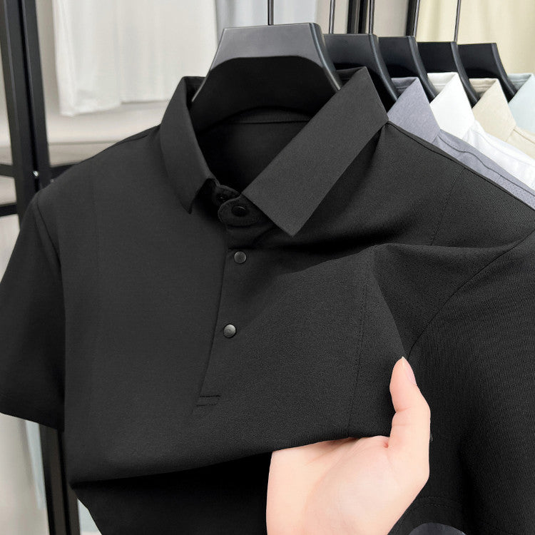 Men's Quick Dry Short Sleeve Spliced Polo Shirt for Sports