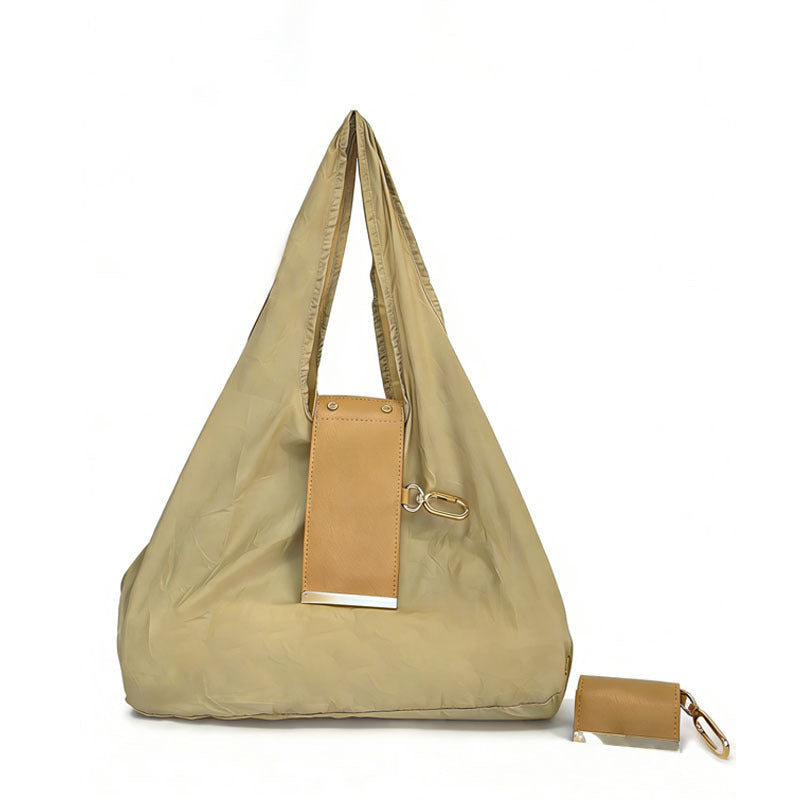 Large Capacity Nylon Shopping Tote Bag with Keychain Pouch